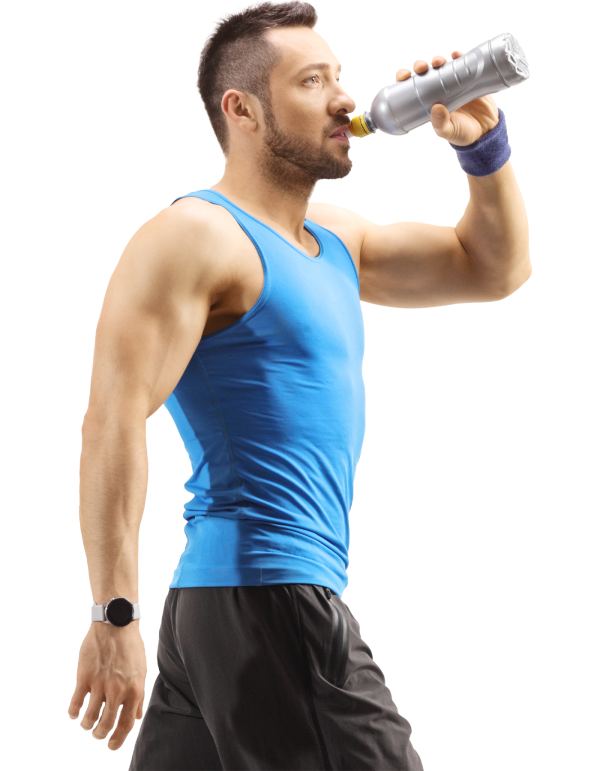 Durchtrainierter Mann beim Training in der Physiopraxis Huber